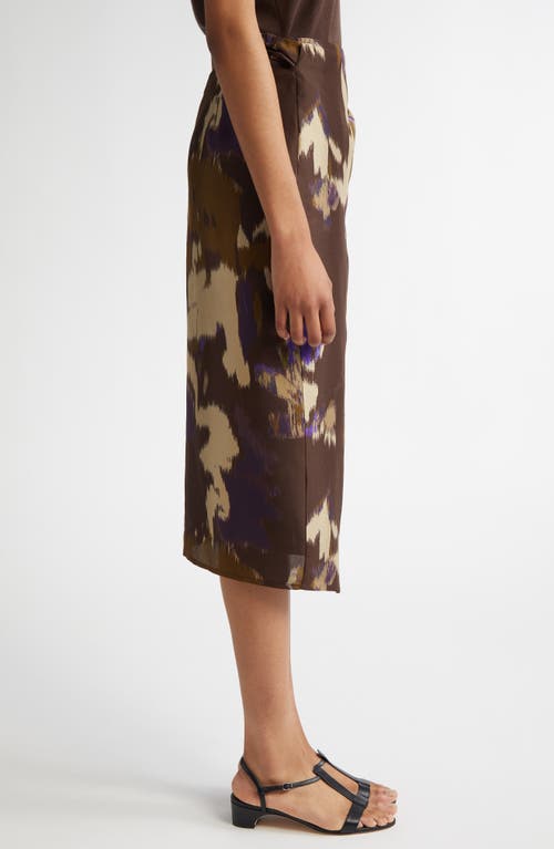 Max Mara Dritto Floral Shantung Silk Wrap Skirt In Coffee