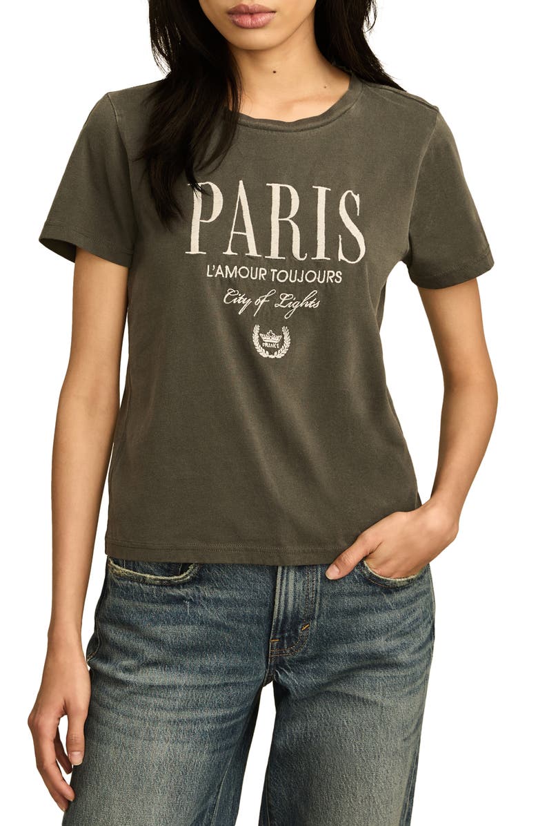 Lucky Brand Paris City of Lights Cotton Graphic T-Shirt, Main, color, 