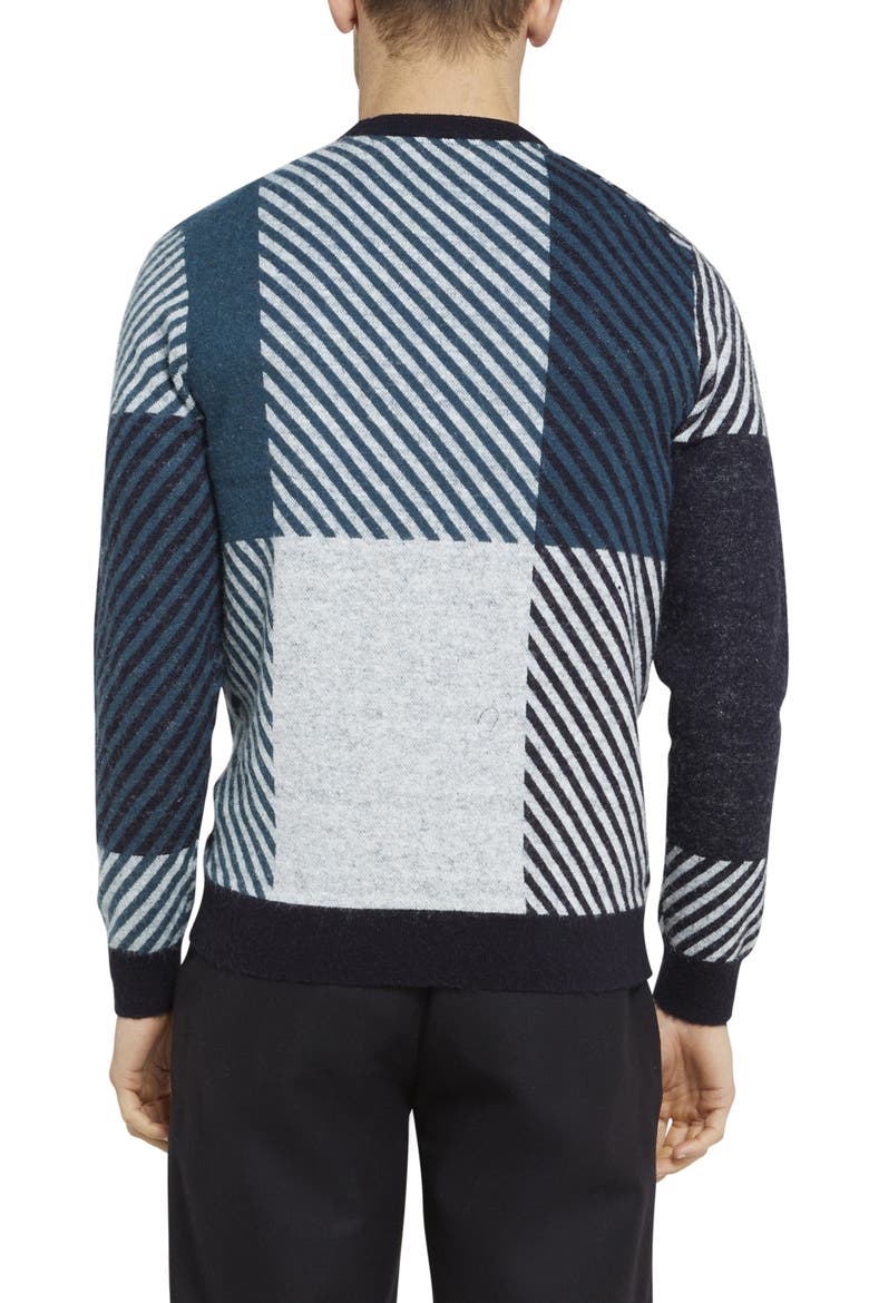 Skylark Check Pattern Crewneck Sweater, Alternate, color, NAVY