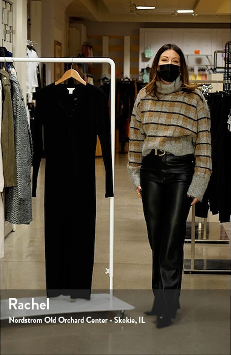 Split Neck Long Sleeve Cotton Blend Dress, sales video thumbnail