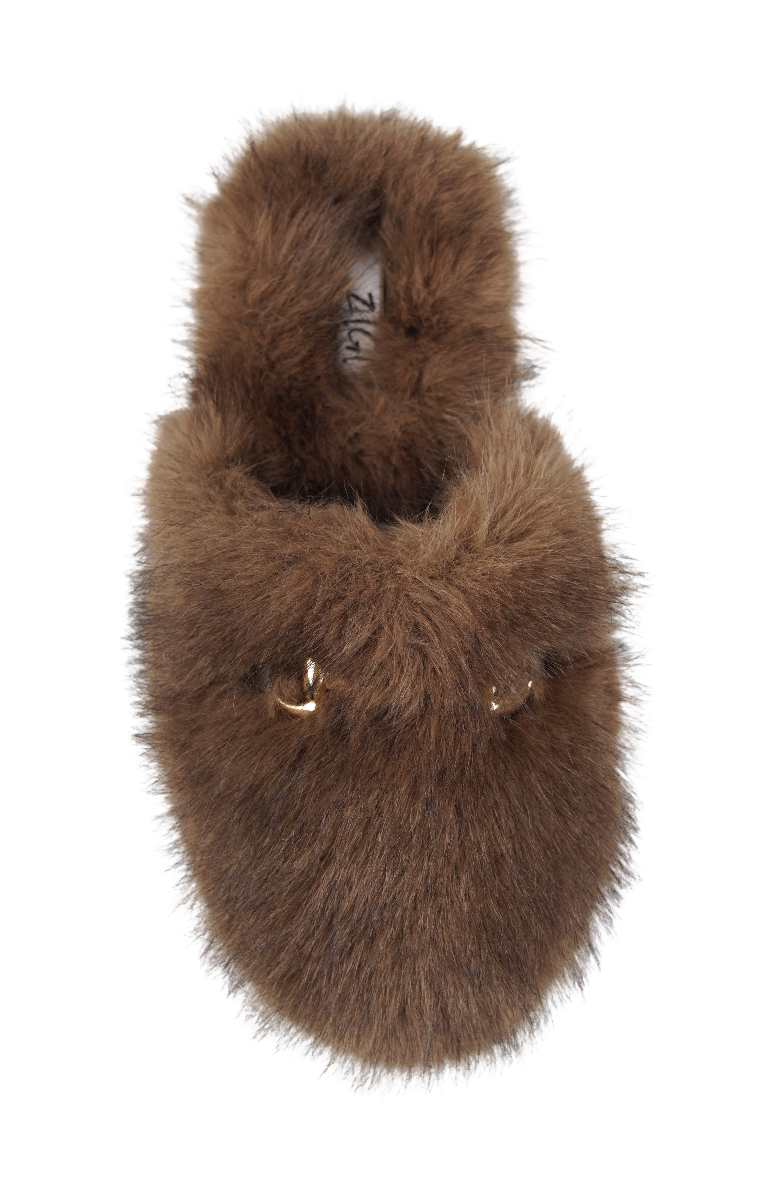 Shera Faux Fur Slipper, Alternate, color, BROWN FAUX