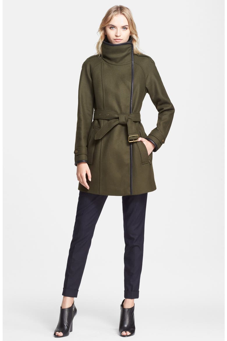 'Waltford' Belted Wool Blend Coat, Alternate, color, DARK OLIVE