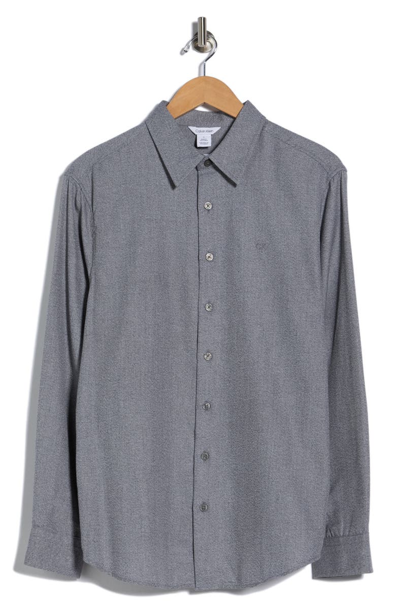 Calvin Klein Flannel Button-Up Shirt, Alternate, color, Grey Heather