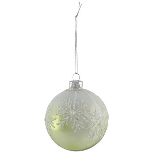 Northlight Snowflakes Shiny Glass Ball Christmas Ornaments In Green