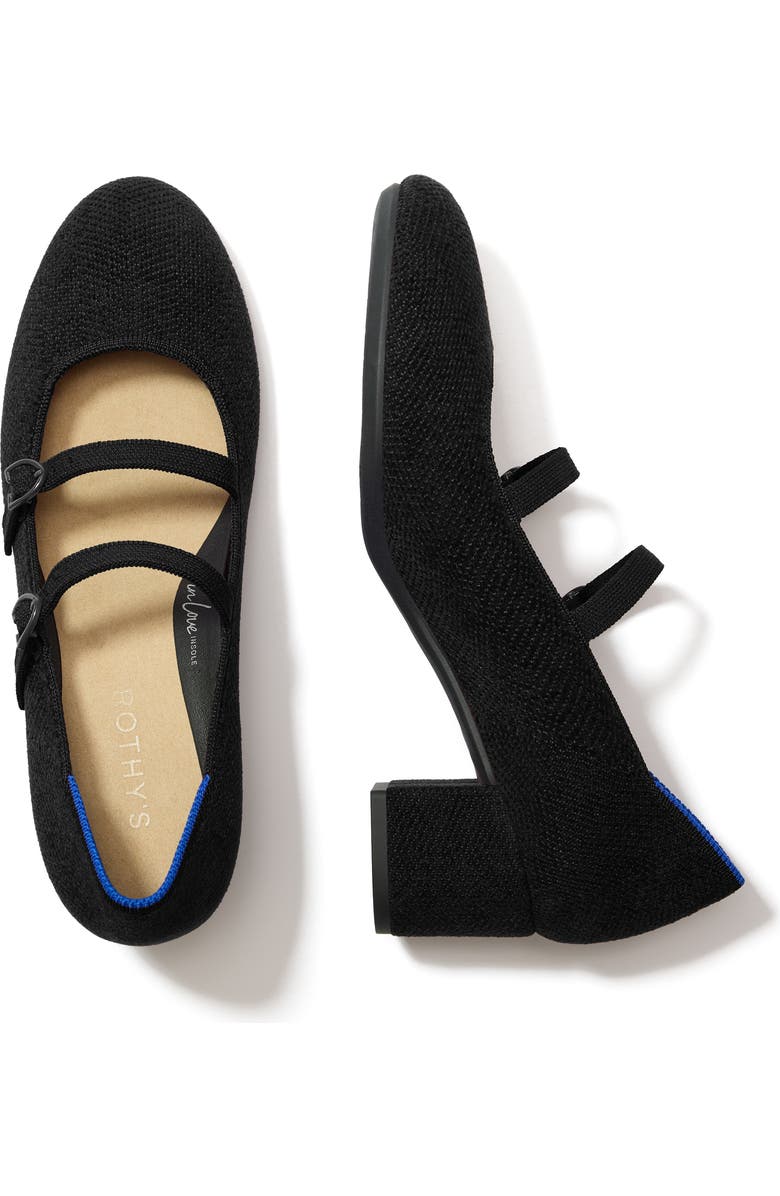 Rothy's The ReVelvet Double Buckle Mary Jane Heel, Main, color, Revelvet Black