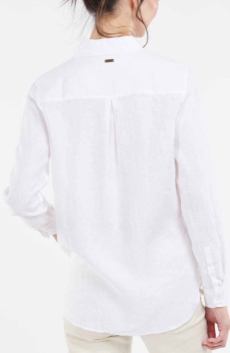 Barbour Marine Linen Button-Up Shirt, Alternate, color, White