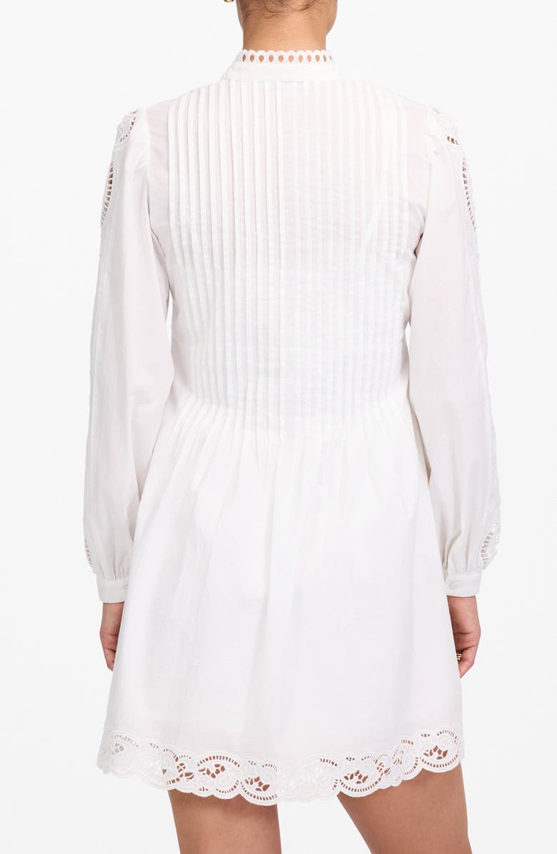Madewell Pintuck Eyelet Long Sleeve Minidress, Alternate, color, White
