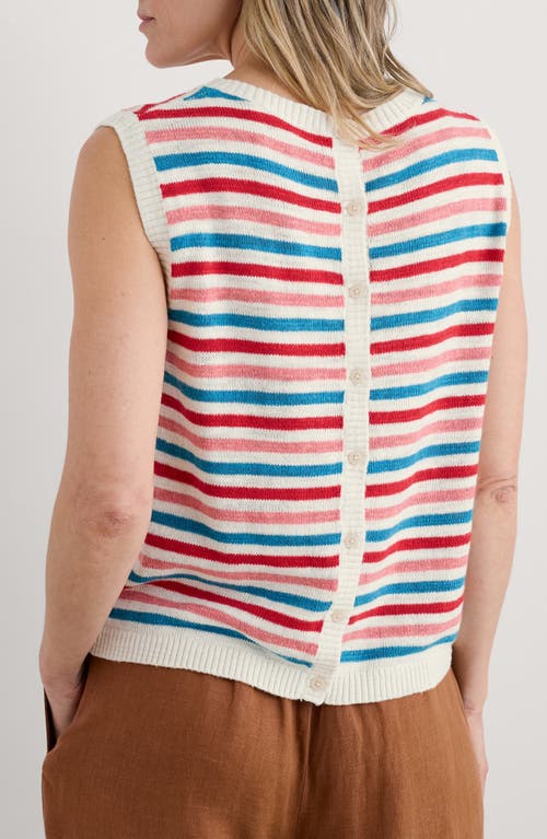 Seasalt Cornwall Knavok Sleeveless Cotton & Linen Sweater In Knit Mini Cornish Pink Sky Mix