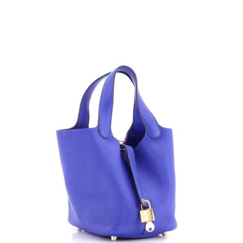 Pre-owned Hermes Hermes Picotin Lock Bag Clemence Pm In Blue