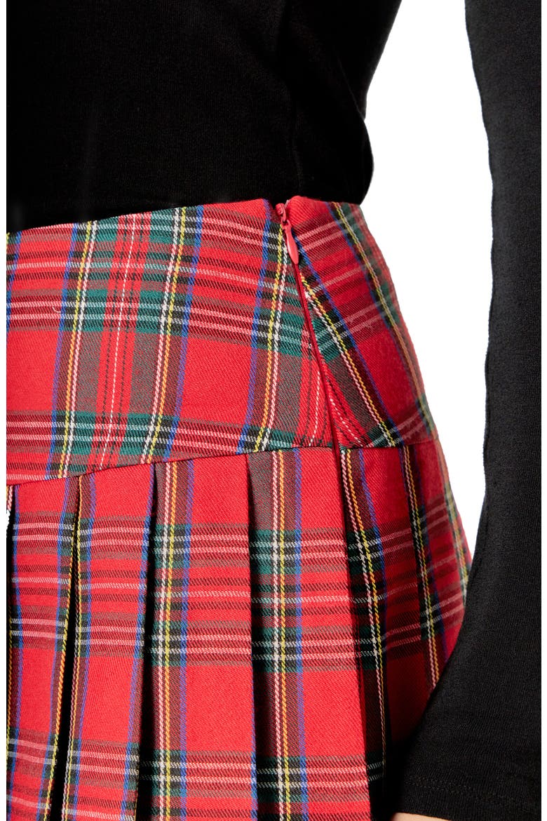 Plaid Pleated Skort, Alternate, color, RED MULTI