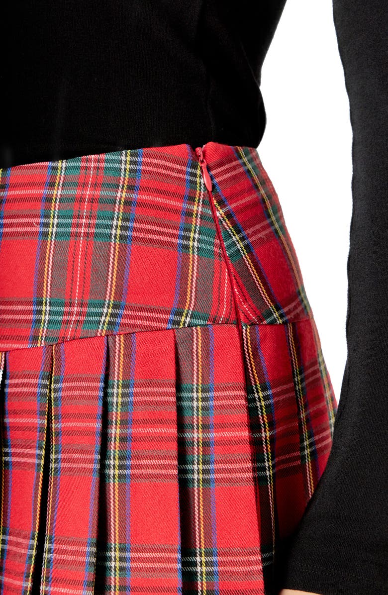 English Factory Plaid Pleated Skort, Alternate, color, Red Multi