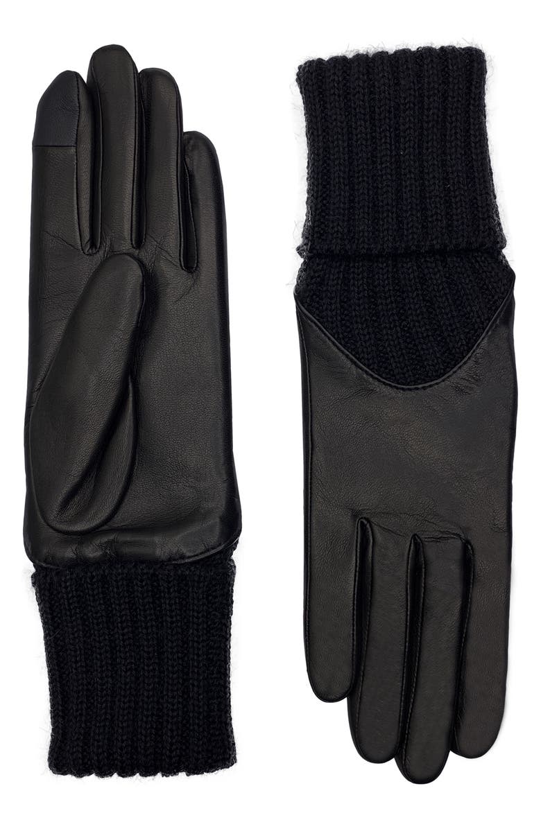 Agnelle Mixed Media Leather Gloves, Main, color, 