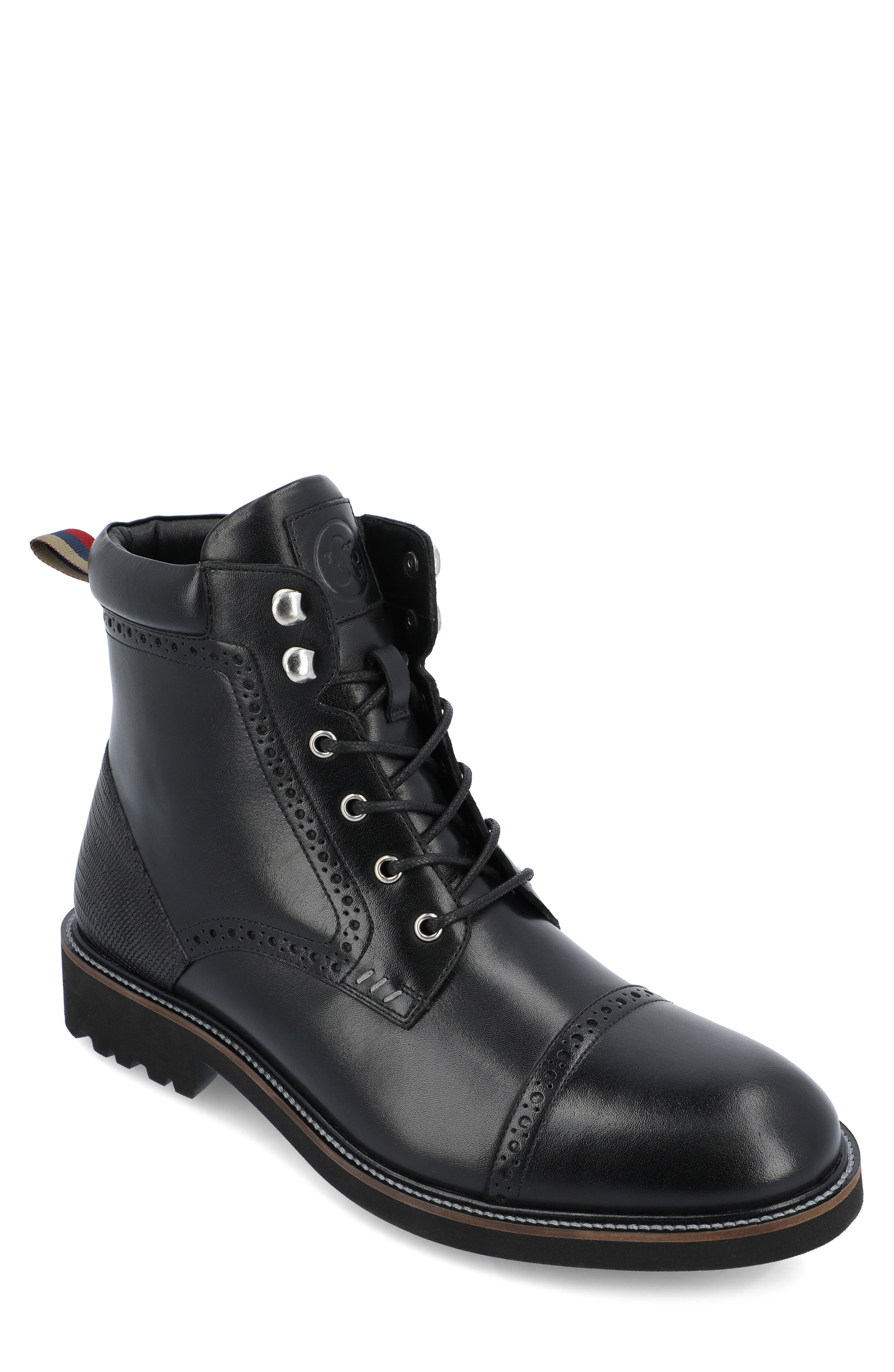Thomas & Vine Tyrus Leather Cap Toe Combat Boot, Main, color, 
