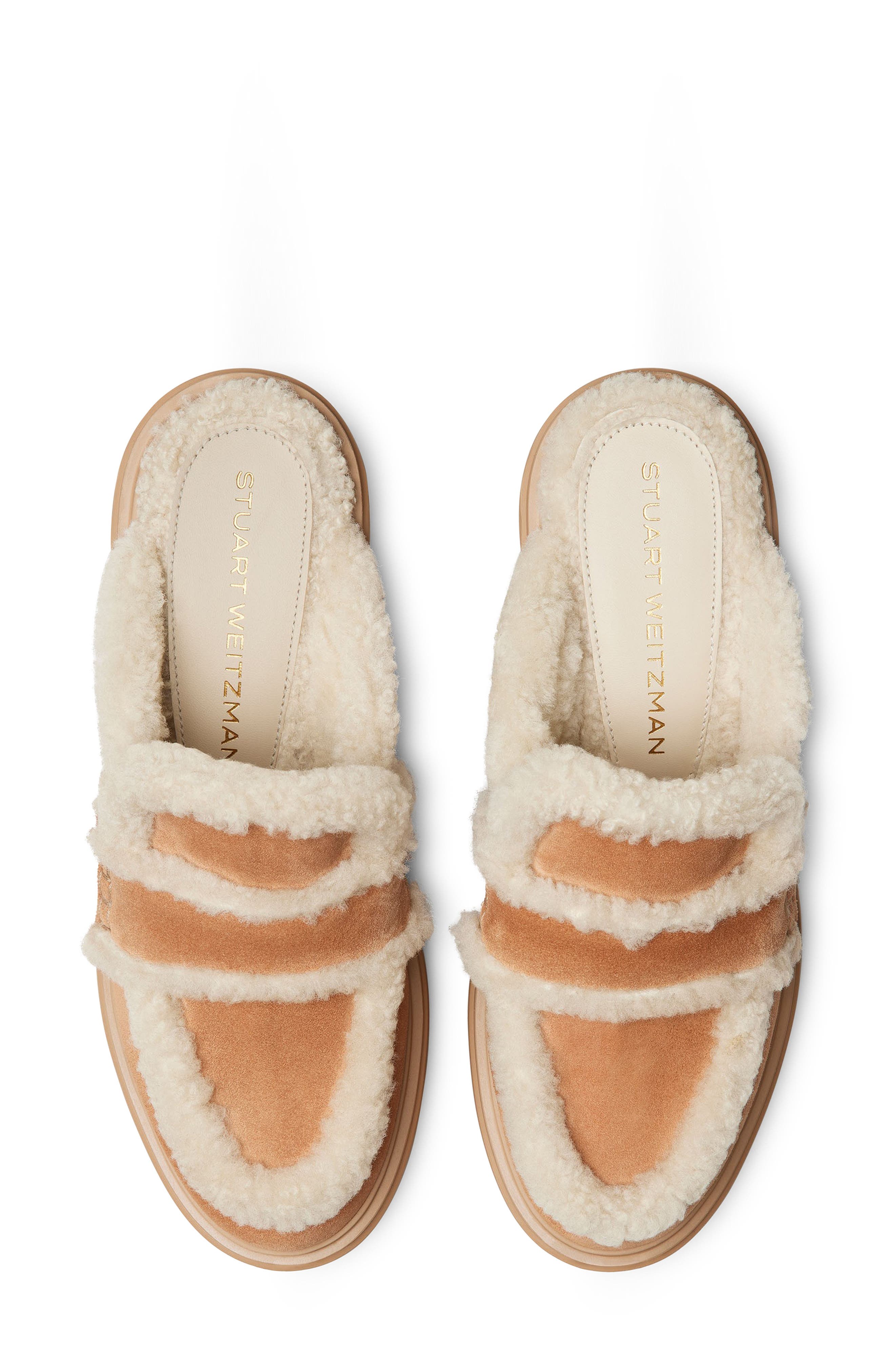 Stuart Weitzman Lennox Genuine Shearling Trim Platform Loafer, Alternate, color, New Camel/ Natural/ Caramel