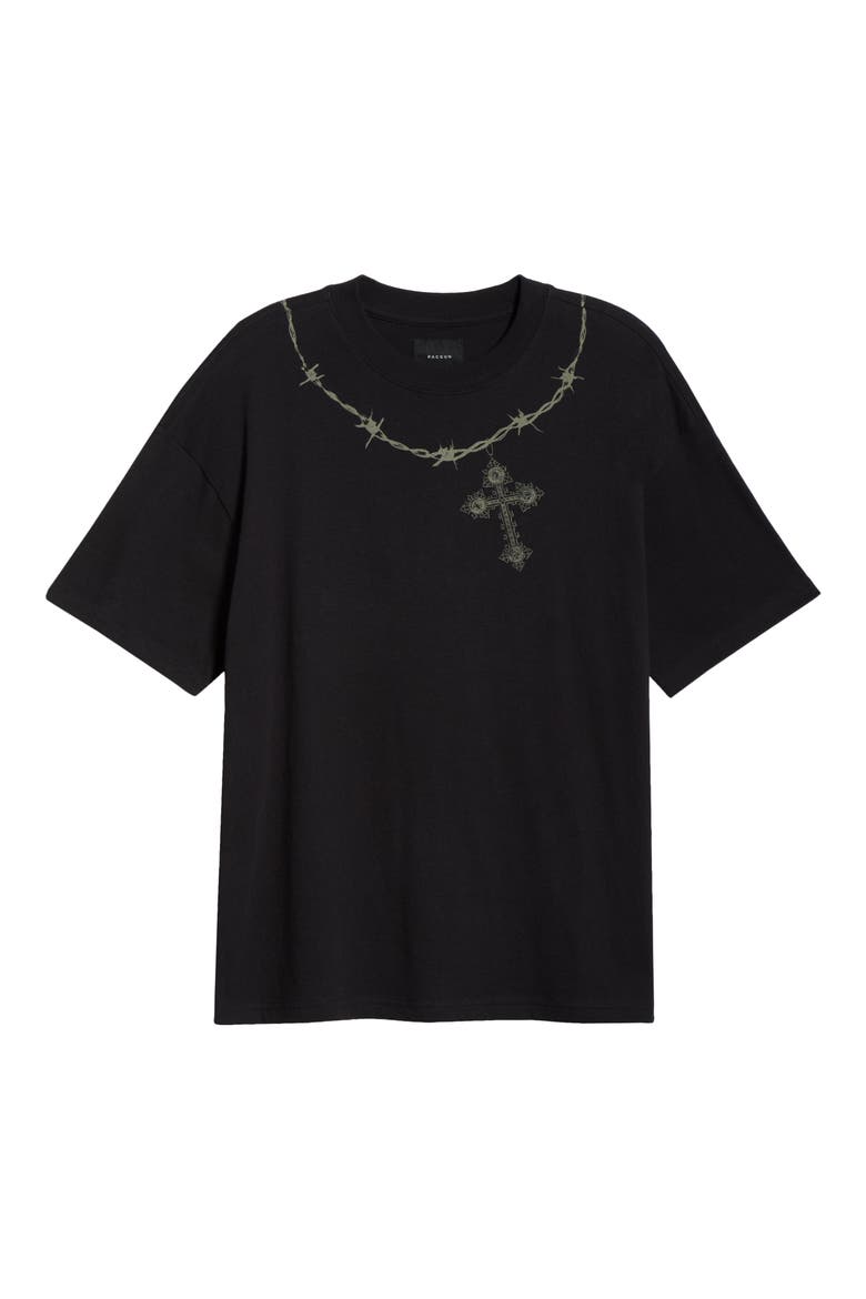 Barbed Cross Cotton Graphic T-Shirt, Alternate, color, BLACK