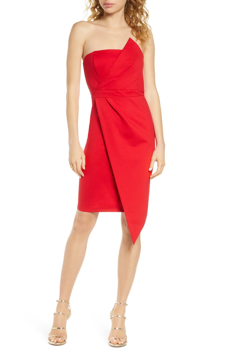 Queen of the City Strapless Sheath Dress, Main, color, RED