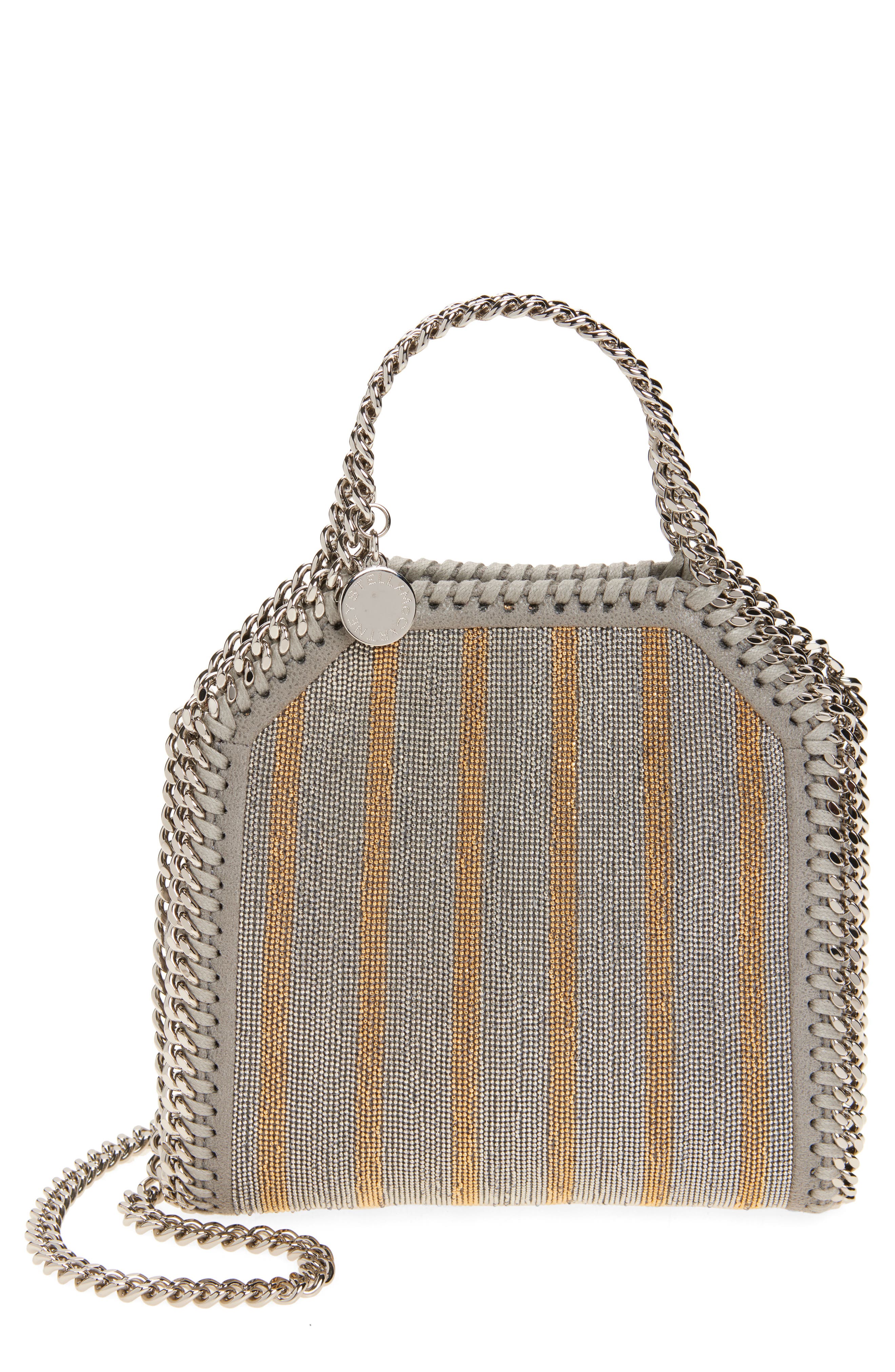 Stella McCartney Rock Tokyo Falabella Crystal Embellished Crossbody Bag, Main, color, Light Grey