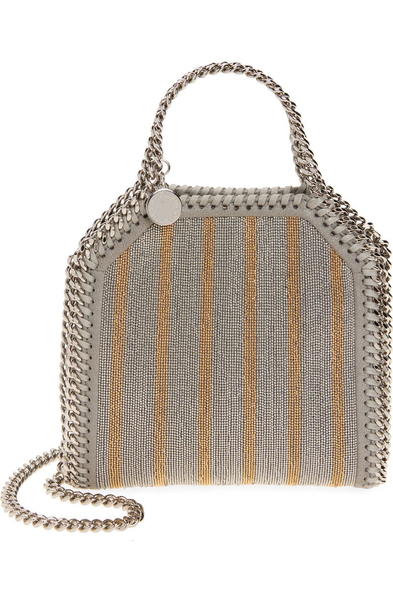 Stella McCartney Rock Tokyo Falabella Crystal Embellished Crossbody Bag, Main, color, Light Grey