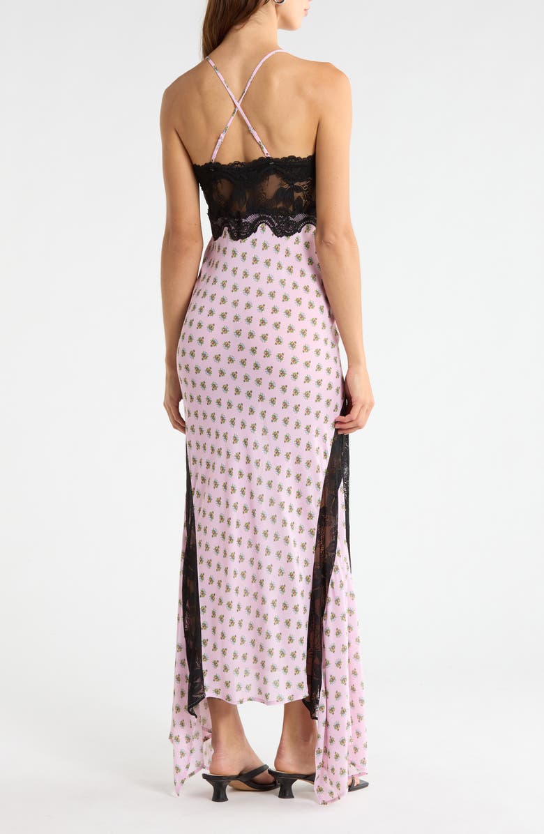 AFRM Vince Crocus Scarf Print Lace Detail Slipdress, Alternate, color, Crocus Foulard