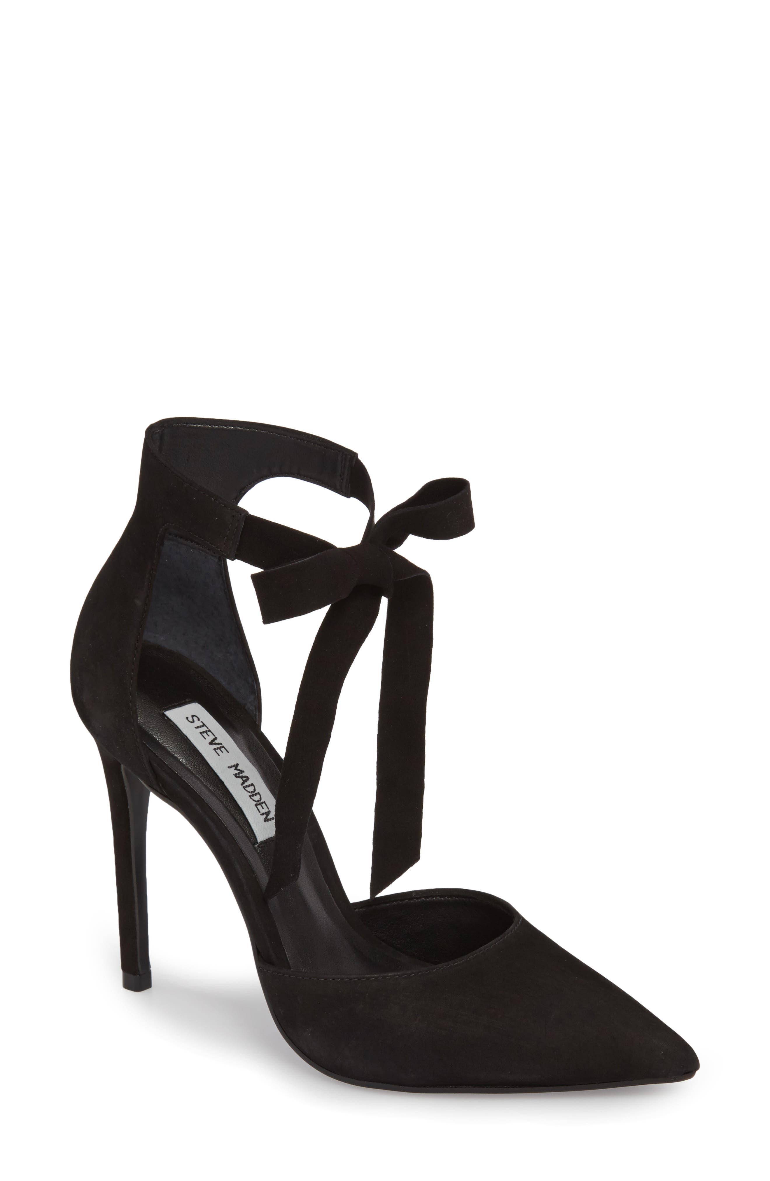 Heart Tie Pump, Main, color, BLACK NUBUCK