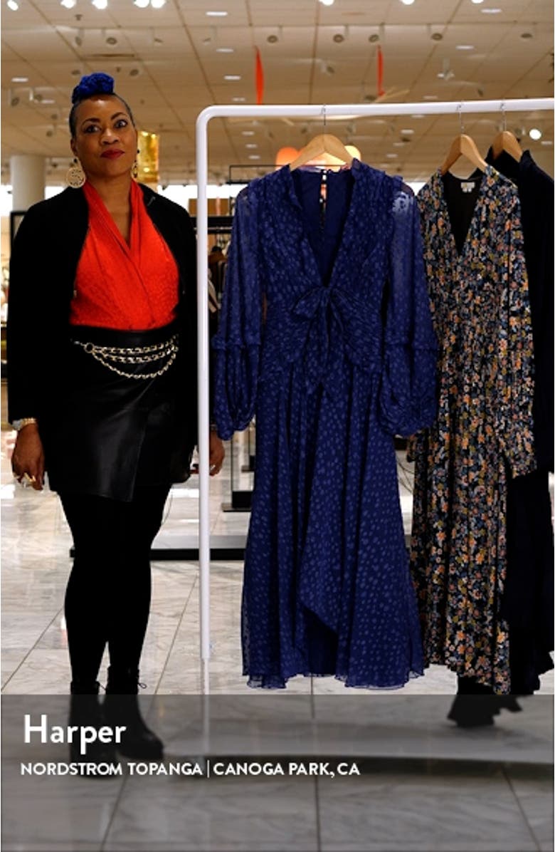 Ruffle Long Sleeve A-Line Midi Dress, sales video thumbnail