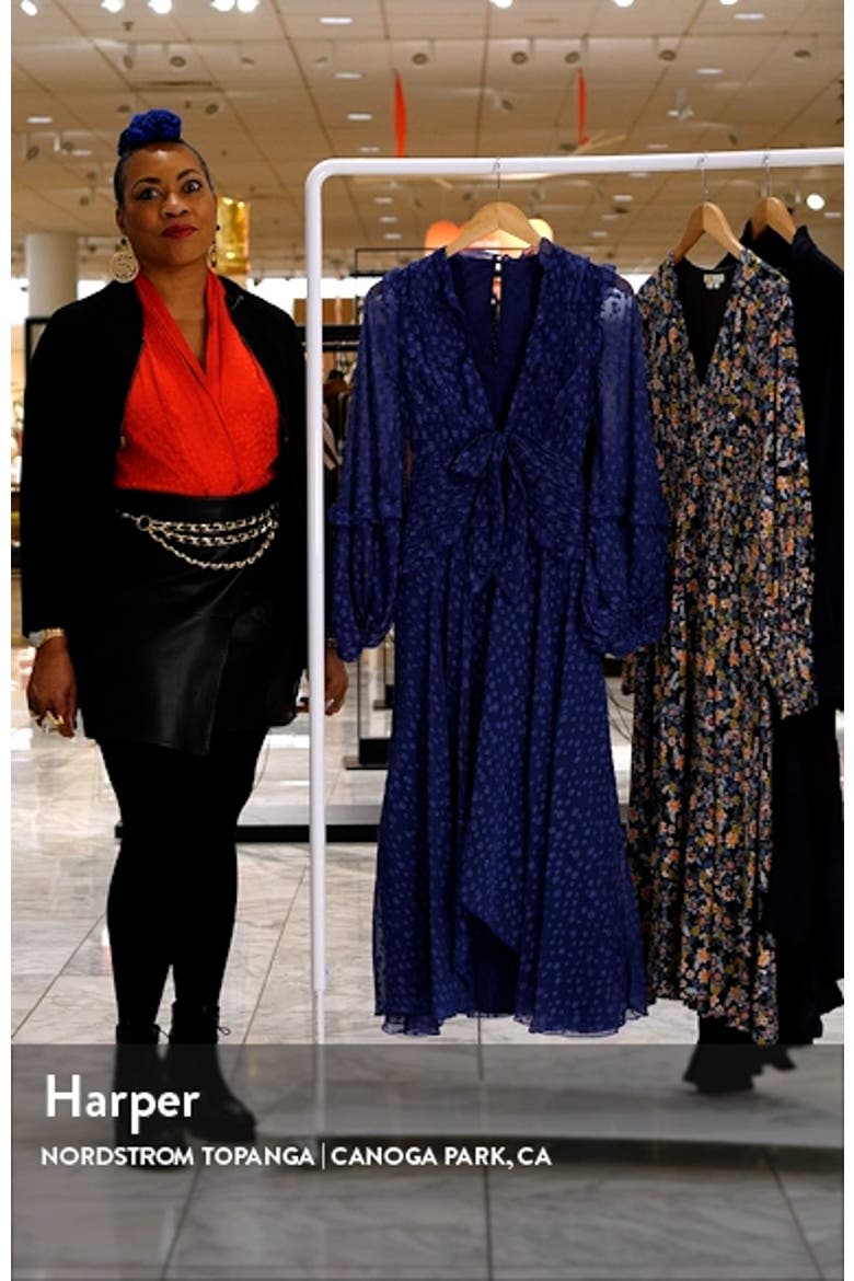 Ruffle Long Sleeve A-Line Midi Dress video