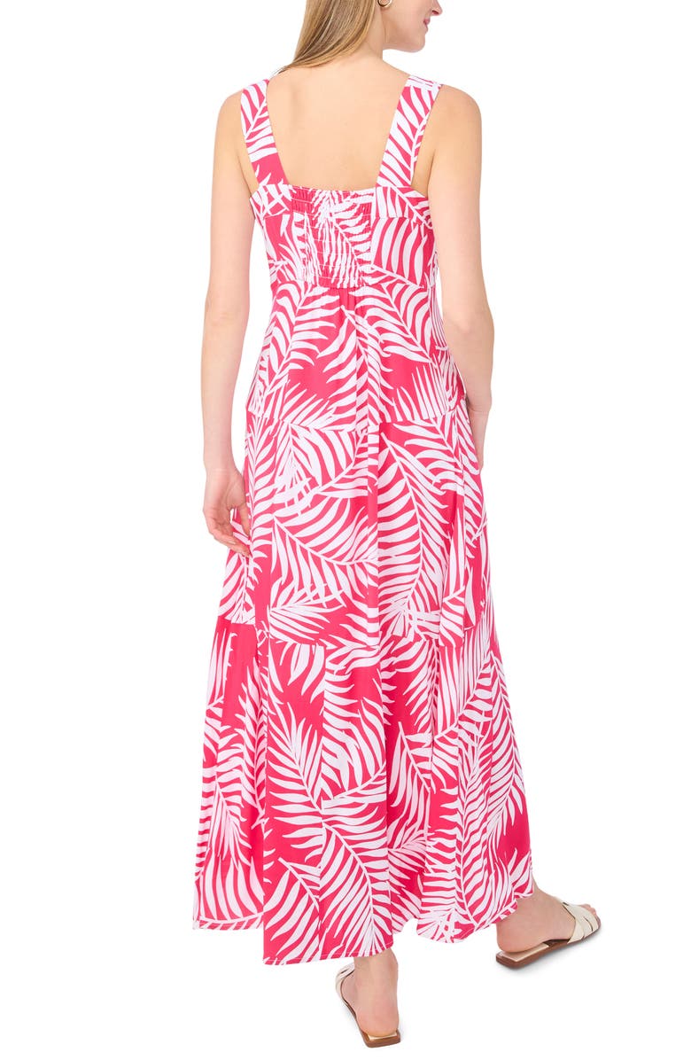 Vince Camuto Palm Print Maxi Dress, Alternate, color, Raspberry Sorbet