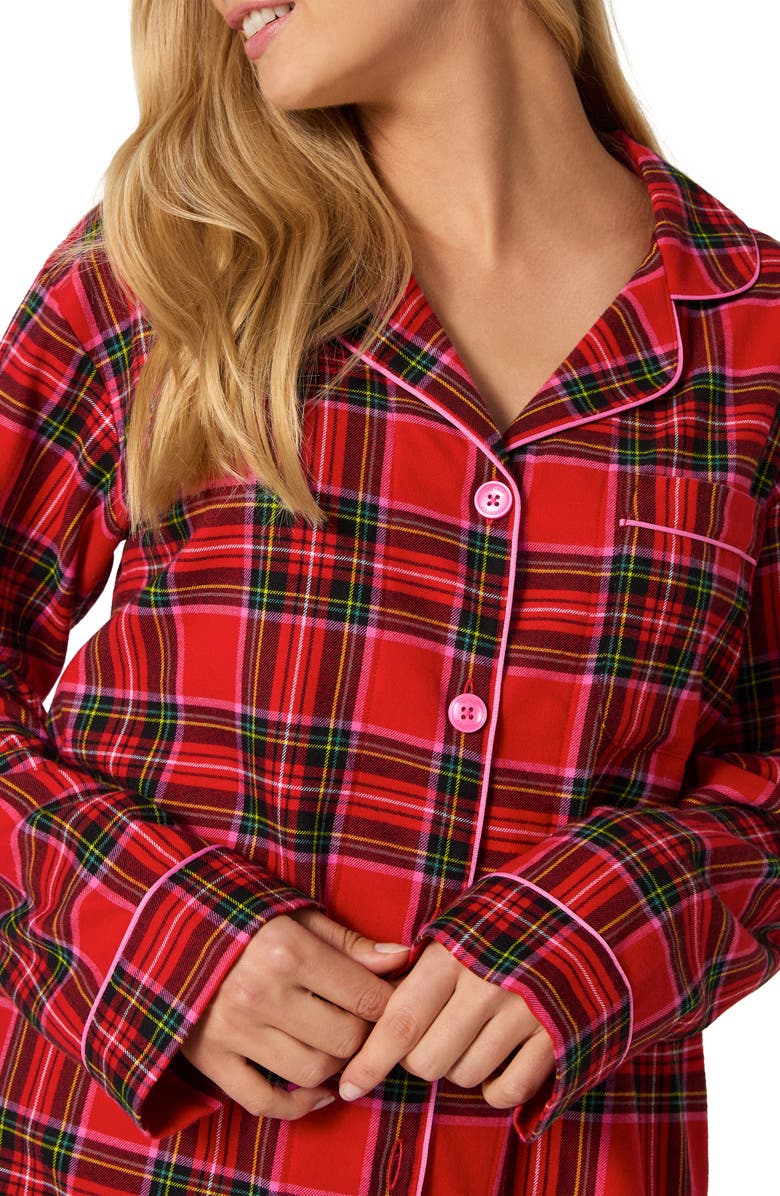 BedHead Pajamas Print Long Sleeve Organic Cotton Jersey Pajamas, Alternate, color, Christmas Plaid