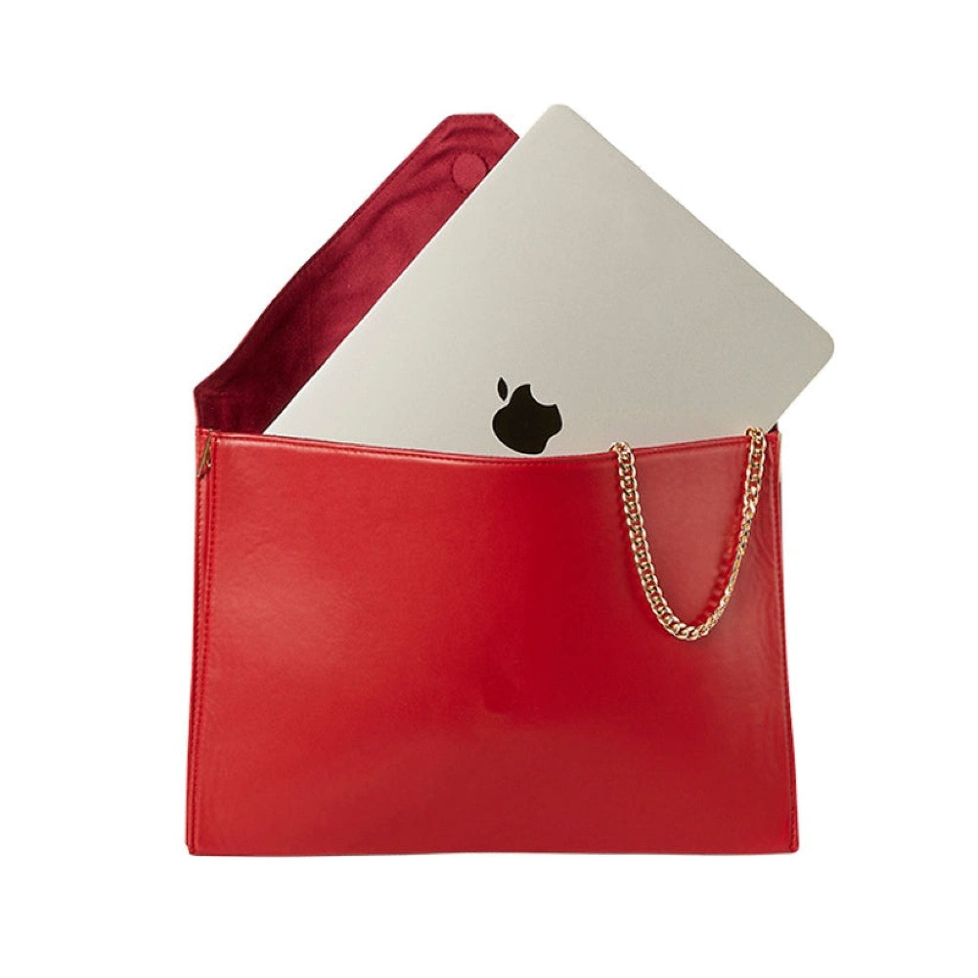 Lisa Patent Leather Laptop Clutch, Alternate, color, Red