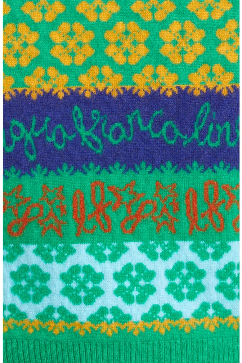 x Nordstrom Gender Inclusive Logo Jacquard Cashmere Sweater Vest, Alternate, color, KELLY GREEN MULTI