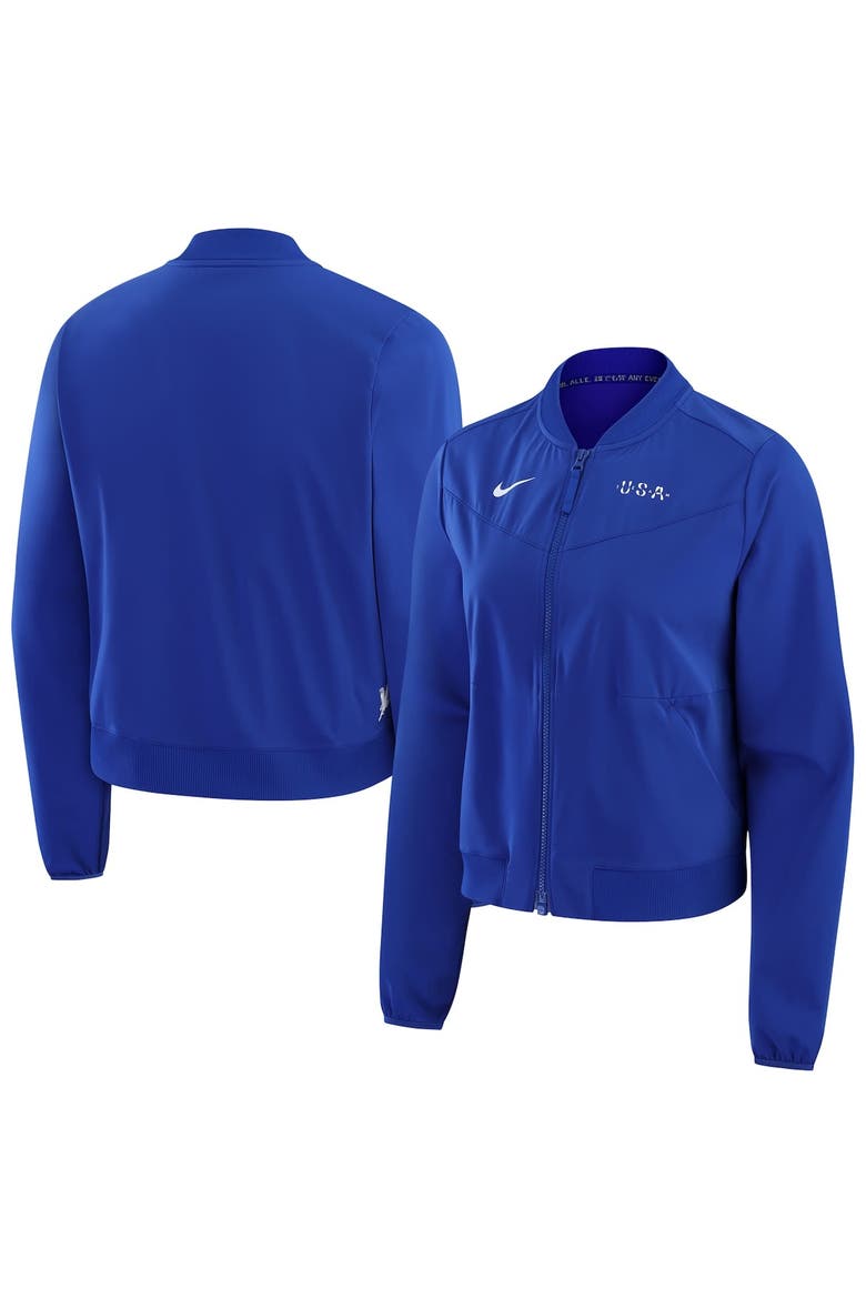 Women's Nike Blue Team USA Bliss Performance Full-Zip Bomber Jacket, Main, color, Blue