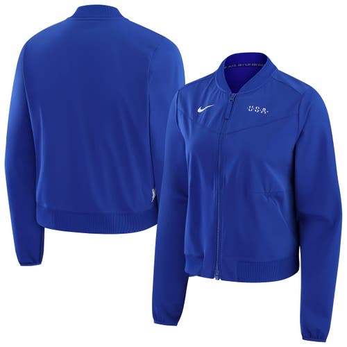 Nike Blue Team Usa Bliss Performance Full-zip Bomber Jacket