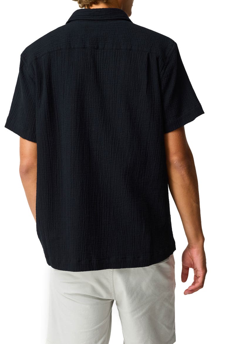 Adams Flat Weekend Fit Short Sleeve Stretch Seersucker Button-Up Shirt, Alternate, color, ONYX