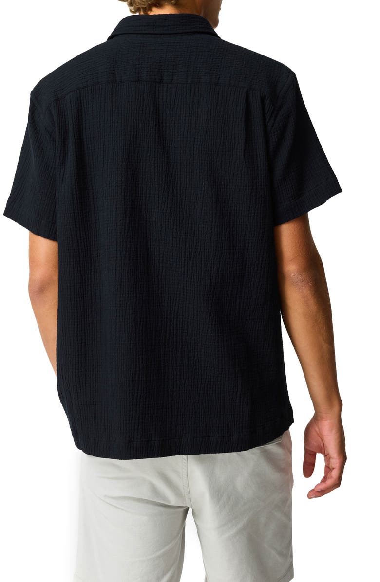Rodd & Gunn Adams Flat Weekend Fit Short Sleeve Stretch Seersucker Button-Up Shirt, Alternate, color, Onyx