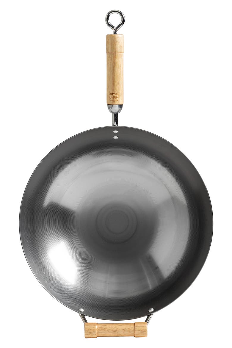 Classic Series 14-Inch Round Bottom Carbon Steel Wok with Birch Handles - Silver, Alternate, color, SILVER