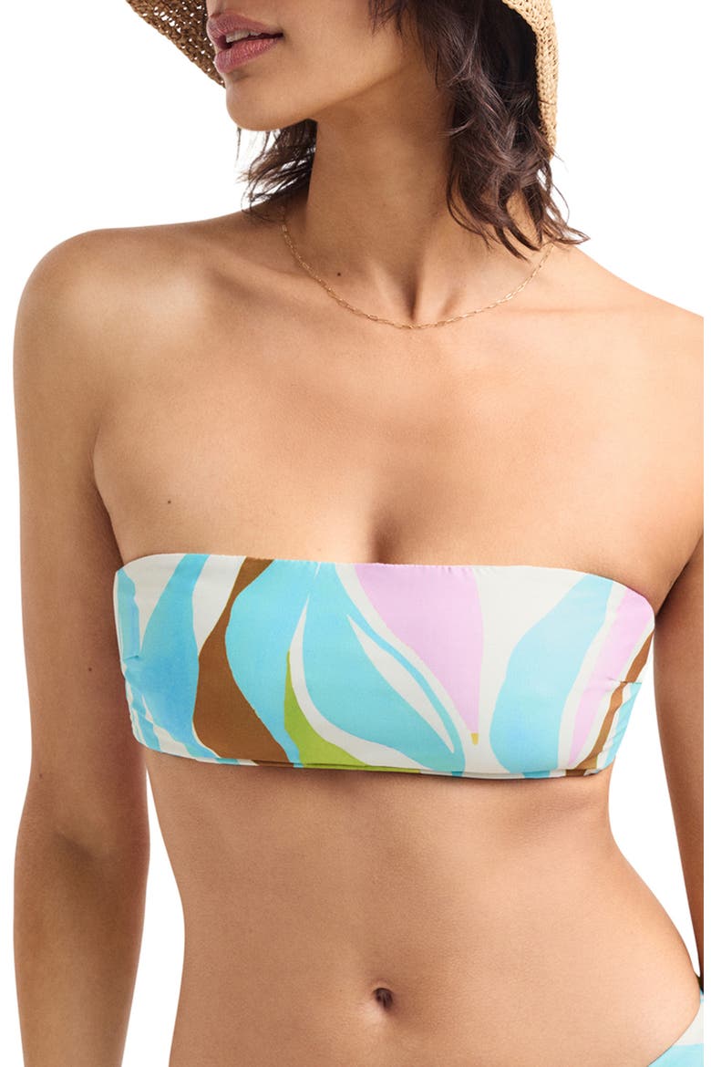 Nala Bandeau Bikini Top, Main, color, WHITE/ MULTI