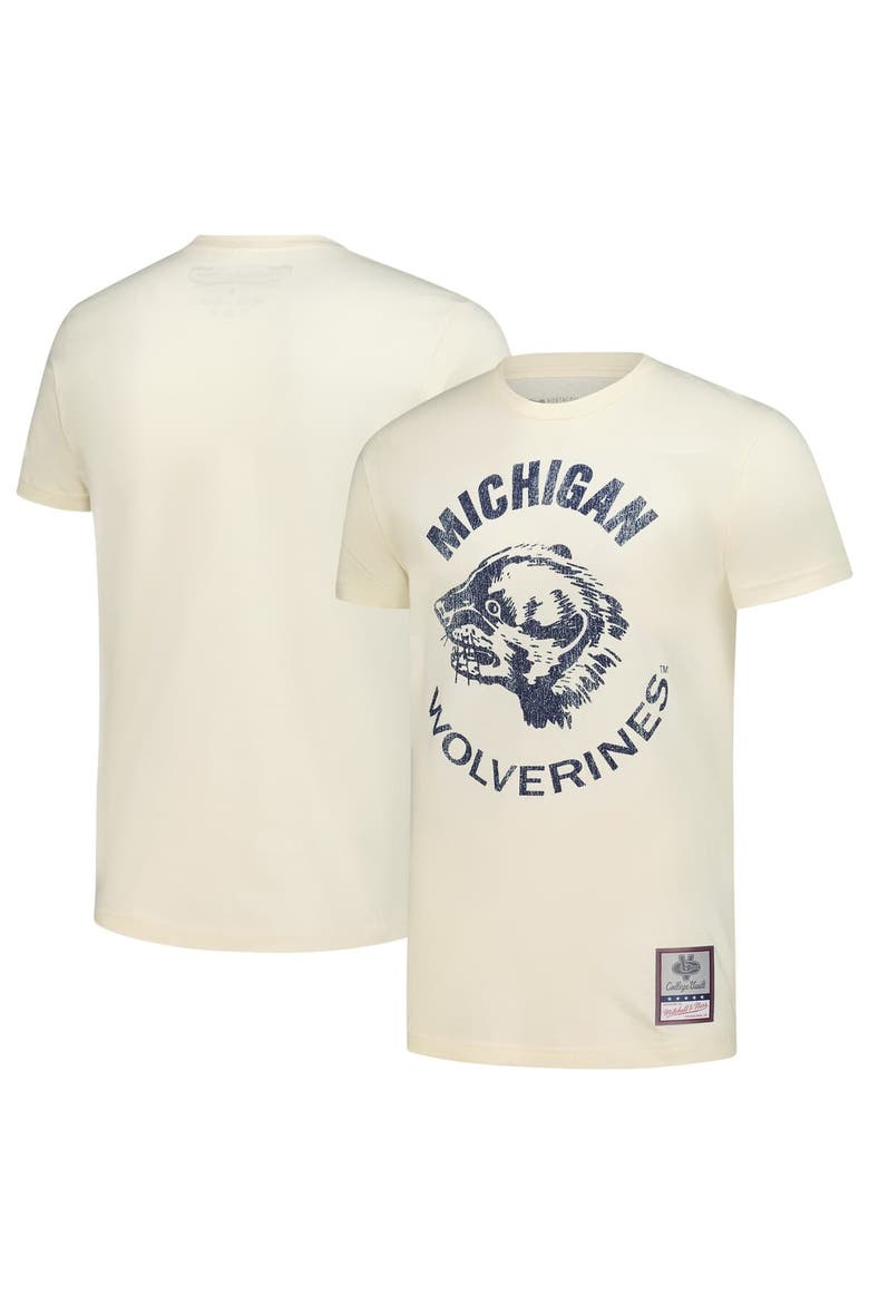 Men's Mitchell & Ness  Cream Michigan Wolverines Vintage Tone T-Shirt, Main, color, Cream