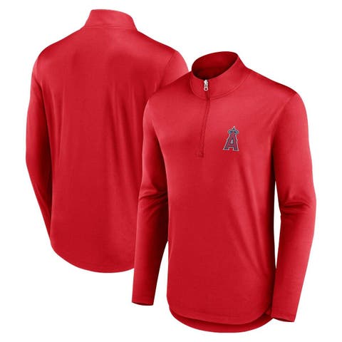 Men's Fanatics Branded Red Los Angeles Angels Quarterback Quarter-Zip Top