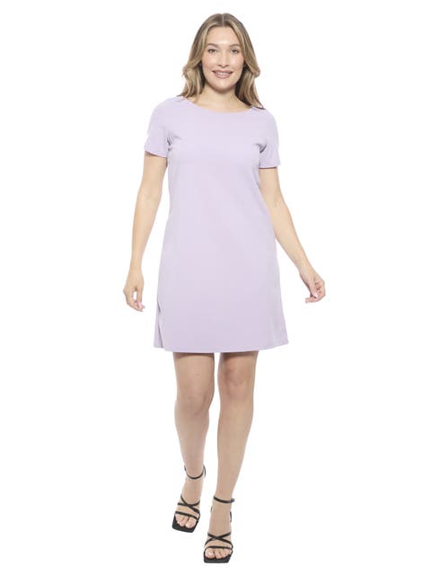 Womens Short Sleeve Round Neck Mini Shift Dress