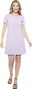 24seven Comfort Apparel Womens Short Sleeve Round Neck Mini Shift Dress