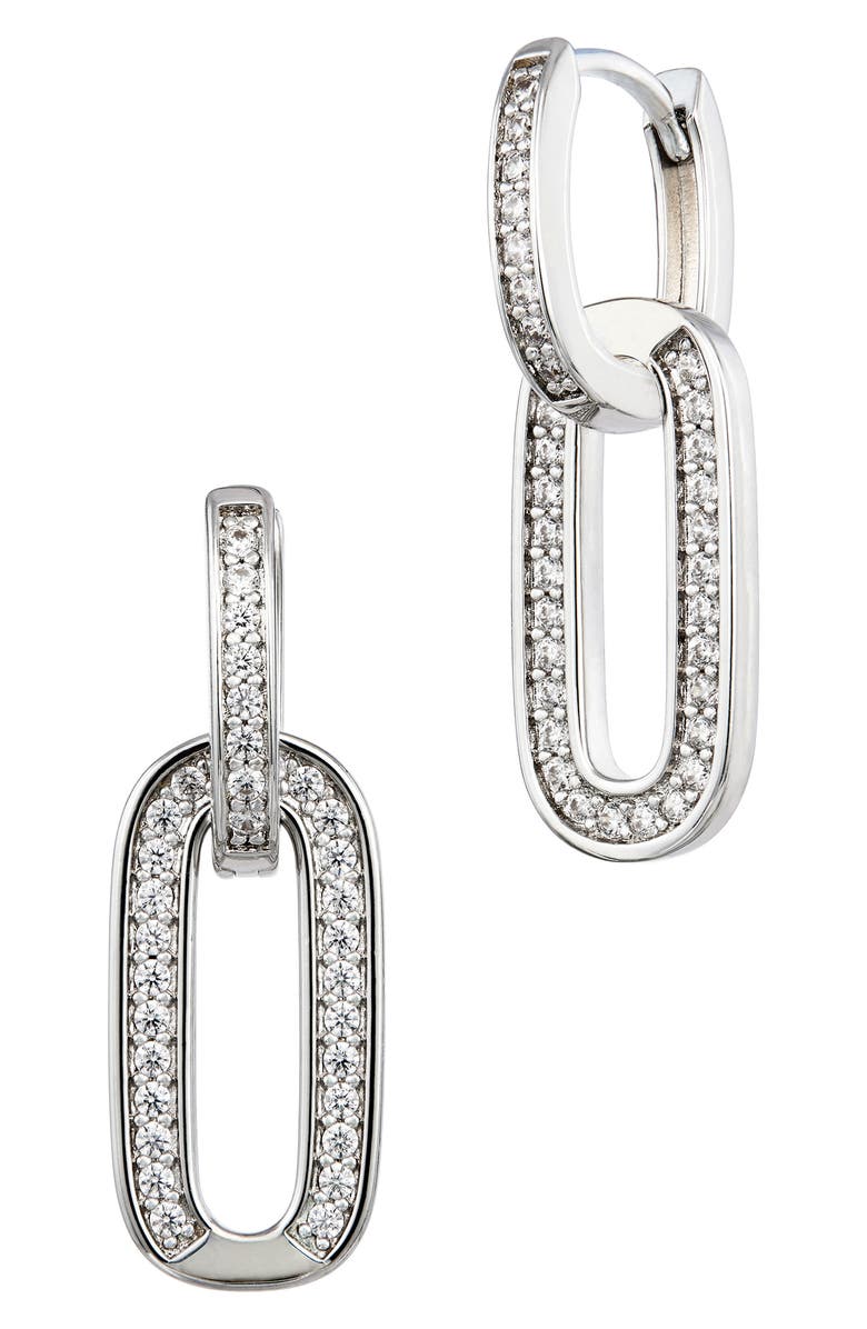 SAVVY CIE JEWELS Pavé Cubic Zirconia Huggie Hoop Earrings, Alternate, color, Silver
