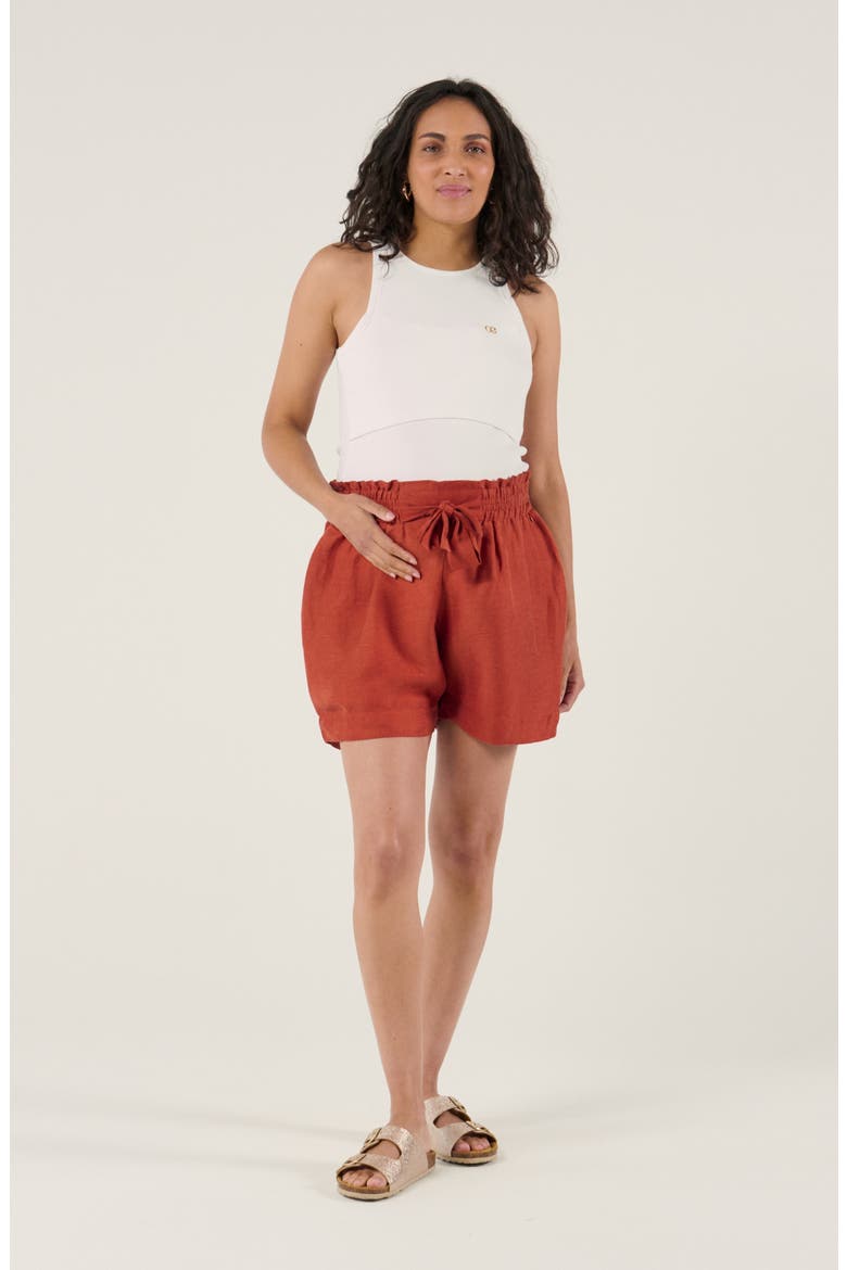 Maternity Twill Smock Shorts Nubie, Alternate, color, Copper