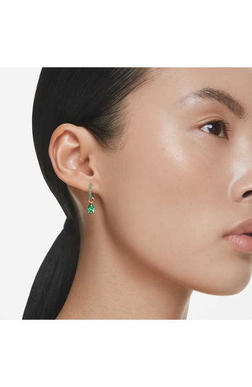 Swarovski Attract Drop Hoop Earrings In Green