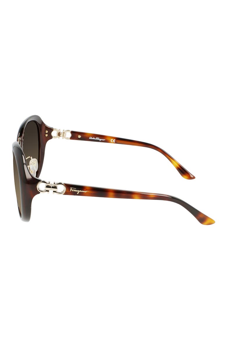 Salvatore Ferragamo 57mm Oval Sunglasses, Alternate, color, BROWN/ GOLD