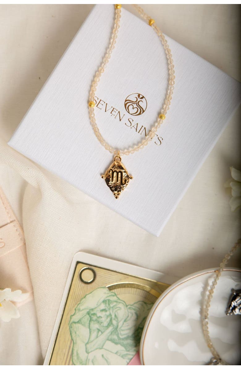 Seven Saints Scorpio Zodiac Choker Necklace, Alternate, color, Gold
