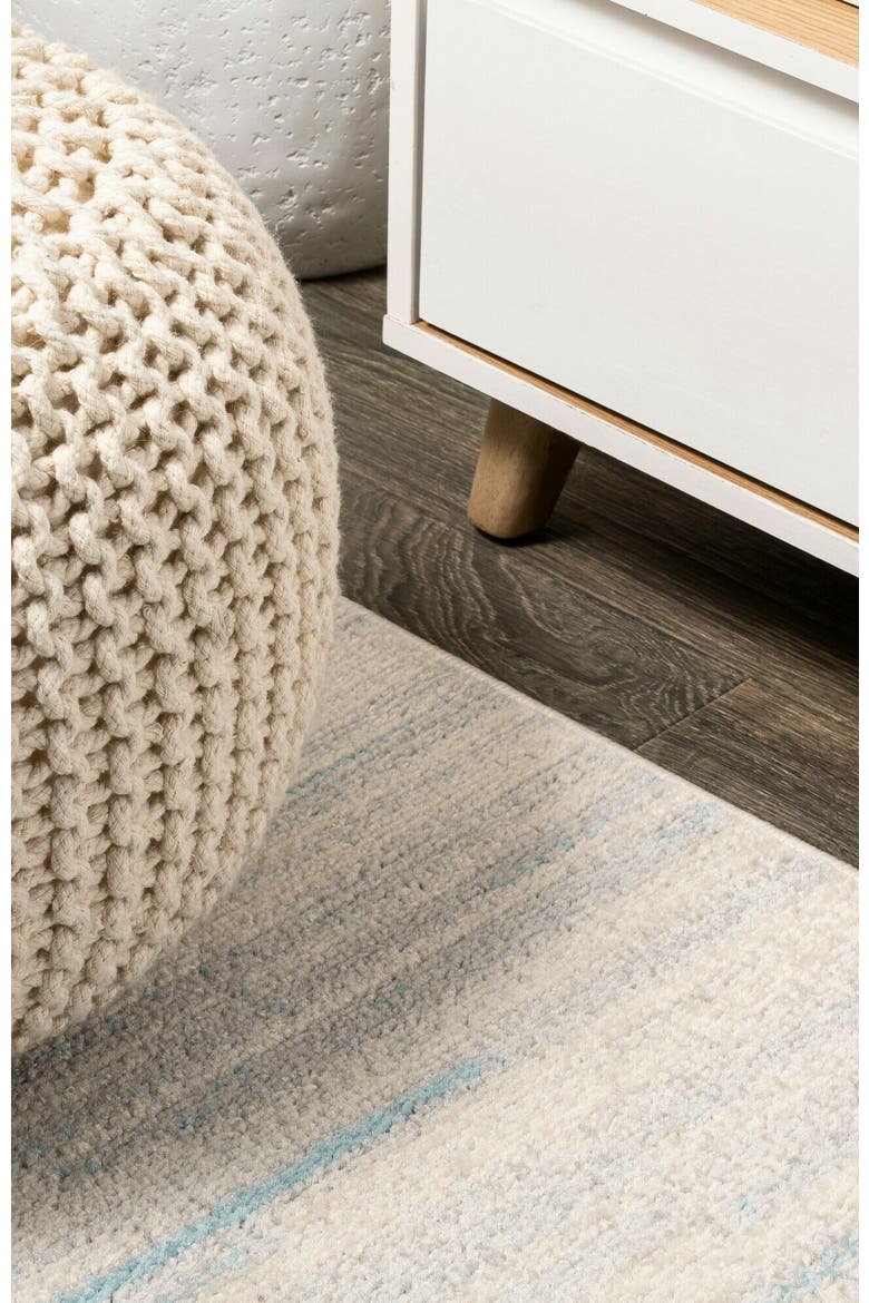Linear Modern Half-Stripe Area Rug, Alternate, color, Blue/Cream