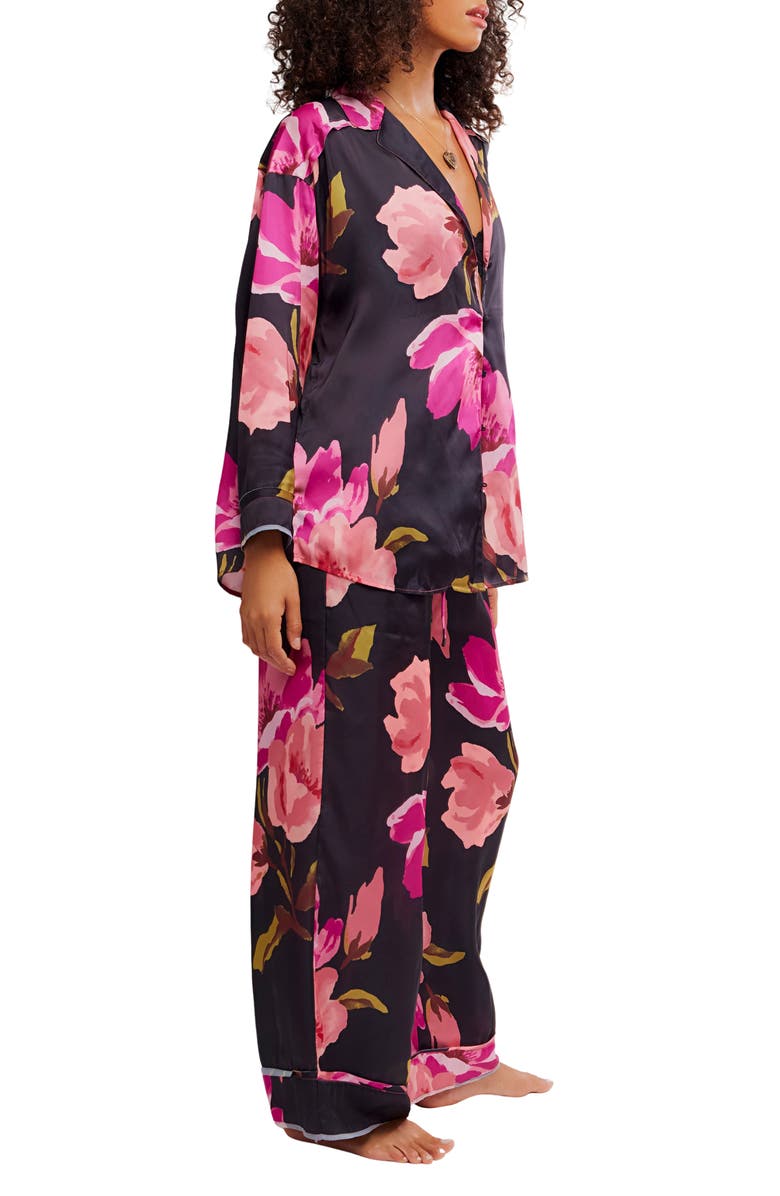 Free People Dreamy Days Print Pajamas, Alternate, color, Black Bloomrush Floral