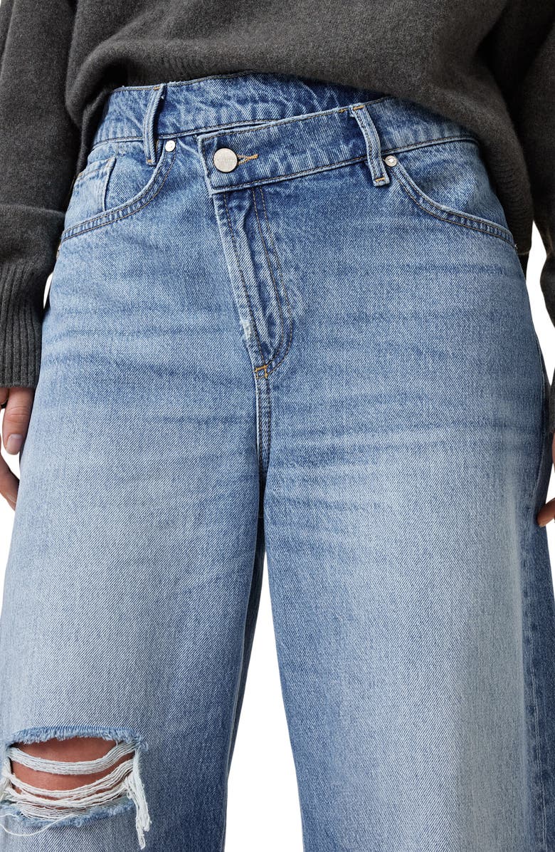 AllSaints Aki Crossover Ripped Wide Leg Jeans, Alternate, color, Light Indigo