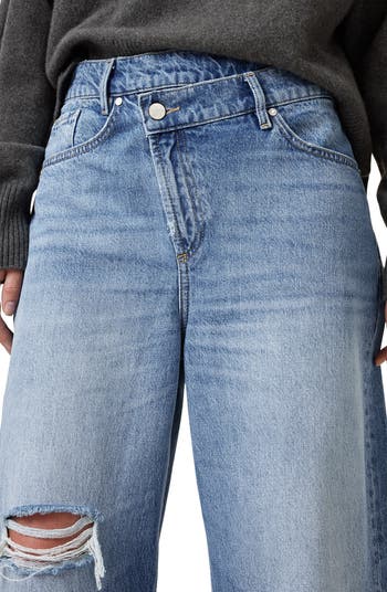 Aki Crossover Ripped Wide Leg Jeans