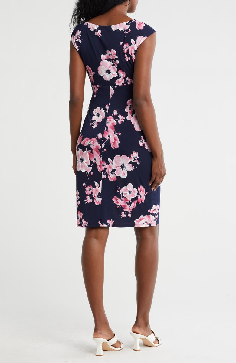 Connected Apparel Surplice V-Neck Fitted Knit Dress, Alternate, color, 